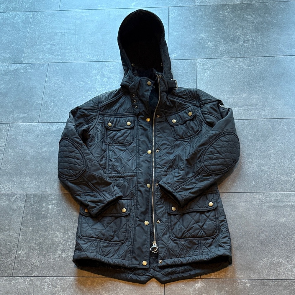 Barbour International Black Quilted Women’s Jacket coat size 4